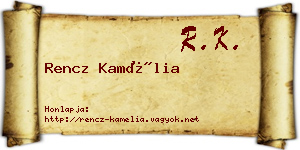 Rencz Kamélia névjegykártya